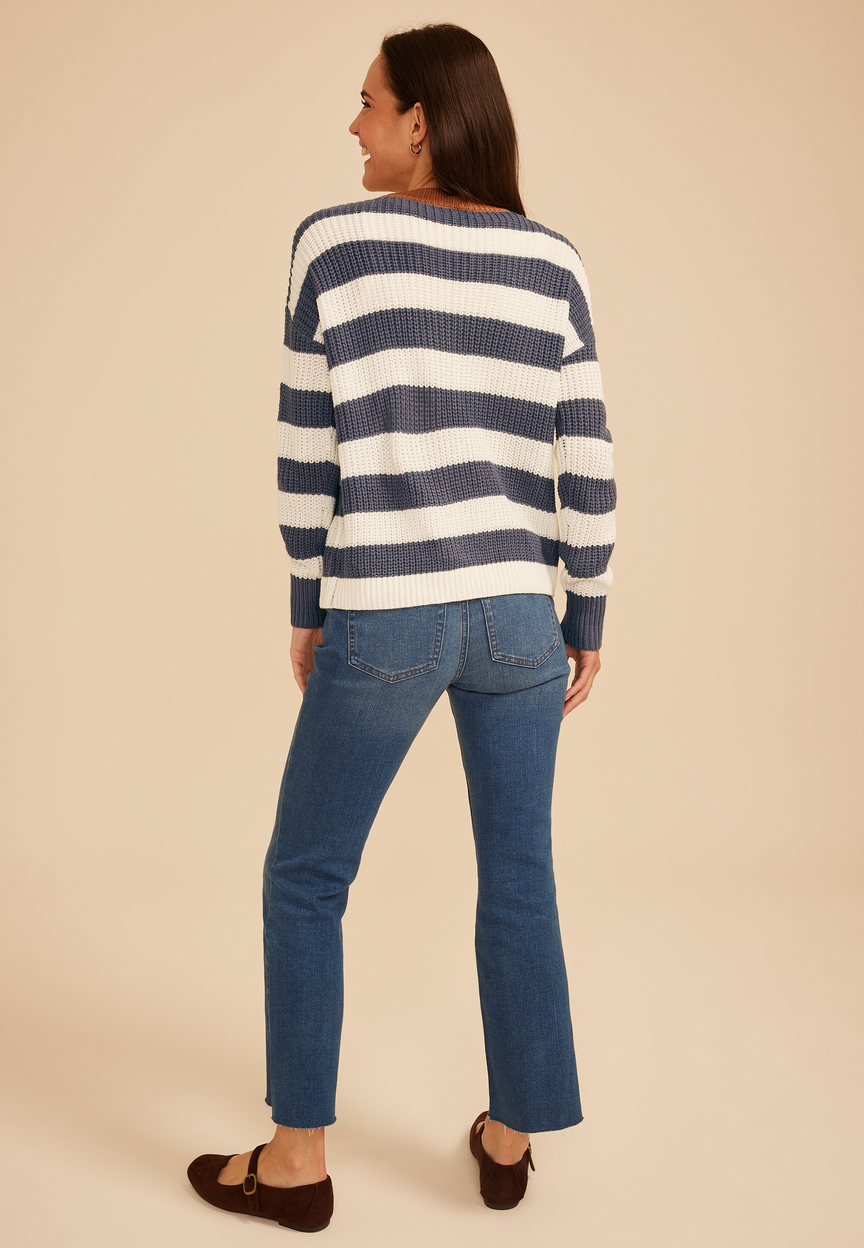 Block Stripe Boyfriend Cardigan, C2546, large