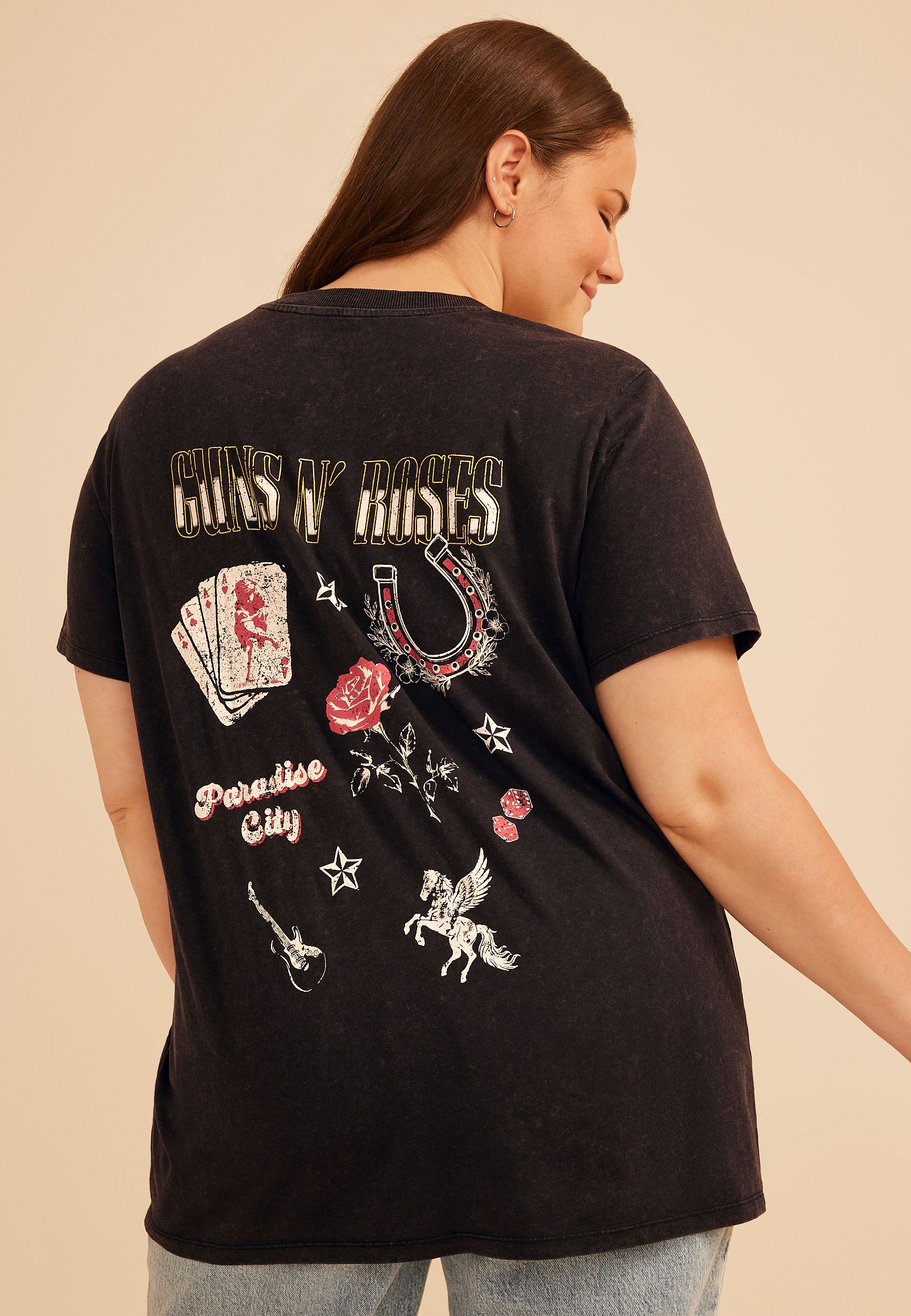 Plus Size Guns N Roses Paradise City Oversized Graphic Tee, C106, large