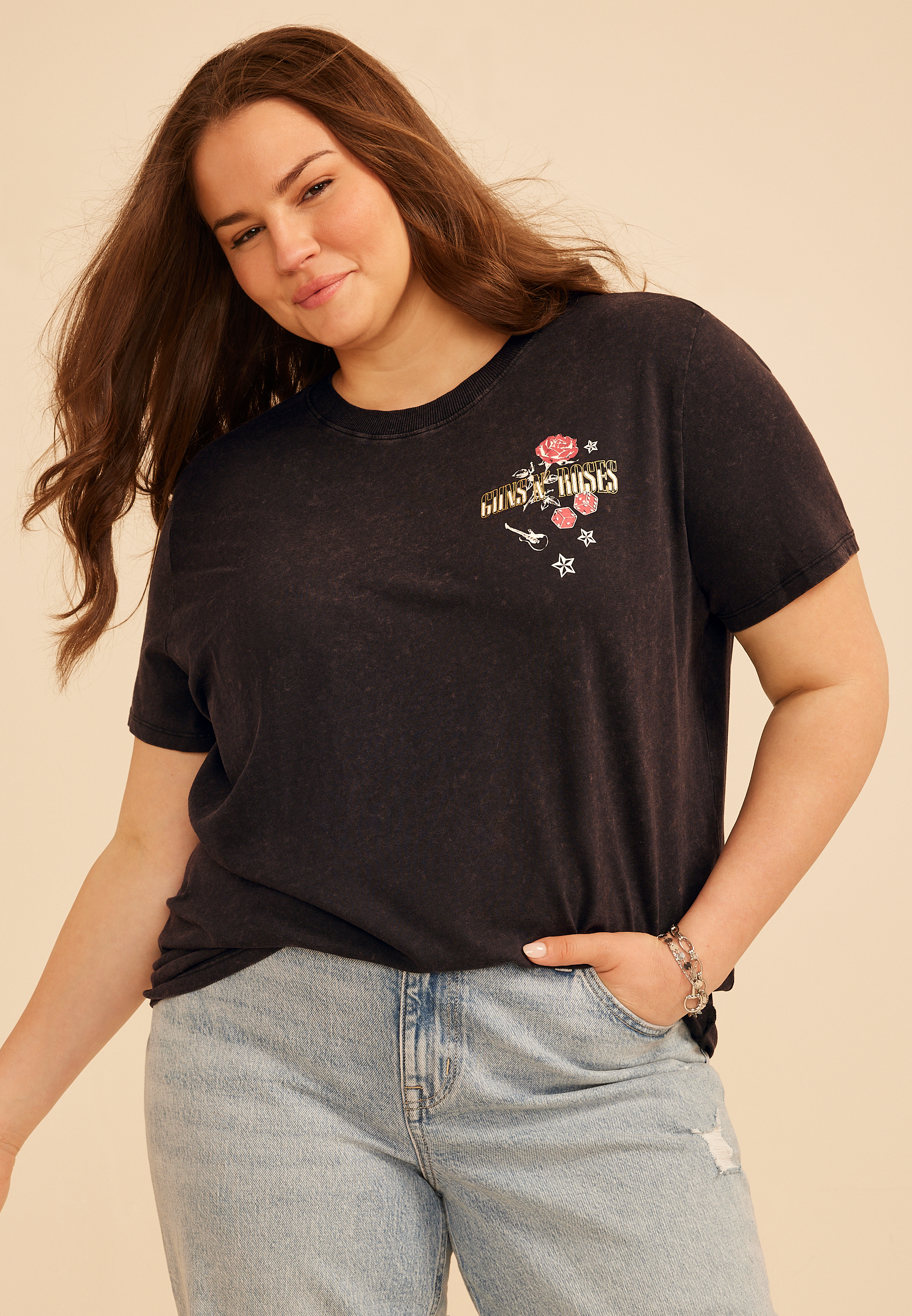 Plus Size Guns N Roses Paradise City Oversized Graphic Tee, C106, large