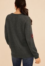 Embroidered Floral Crew Neck Sweater, C1942, small