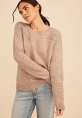 Floral Applique Crew Neck Sweater, C3448, small
