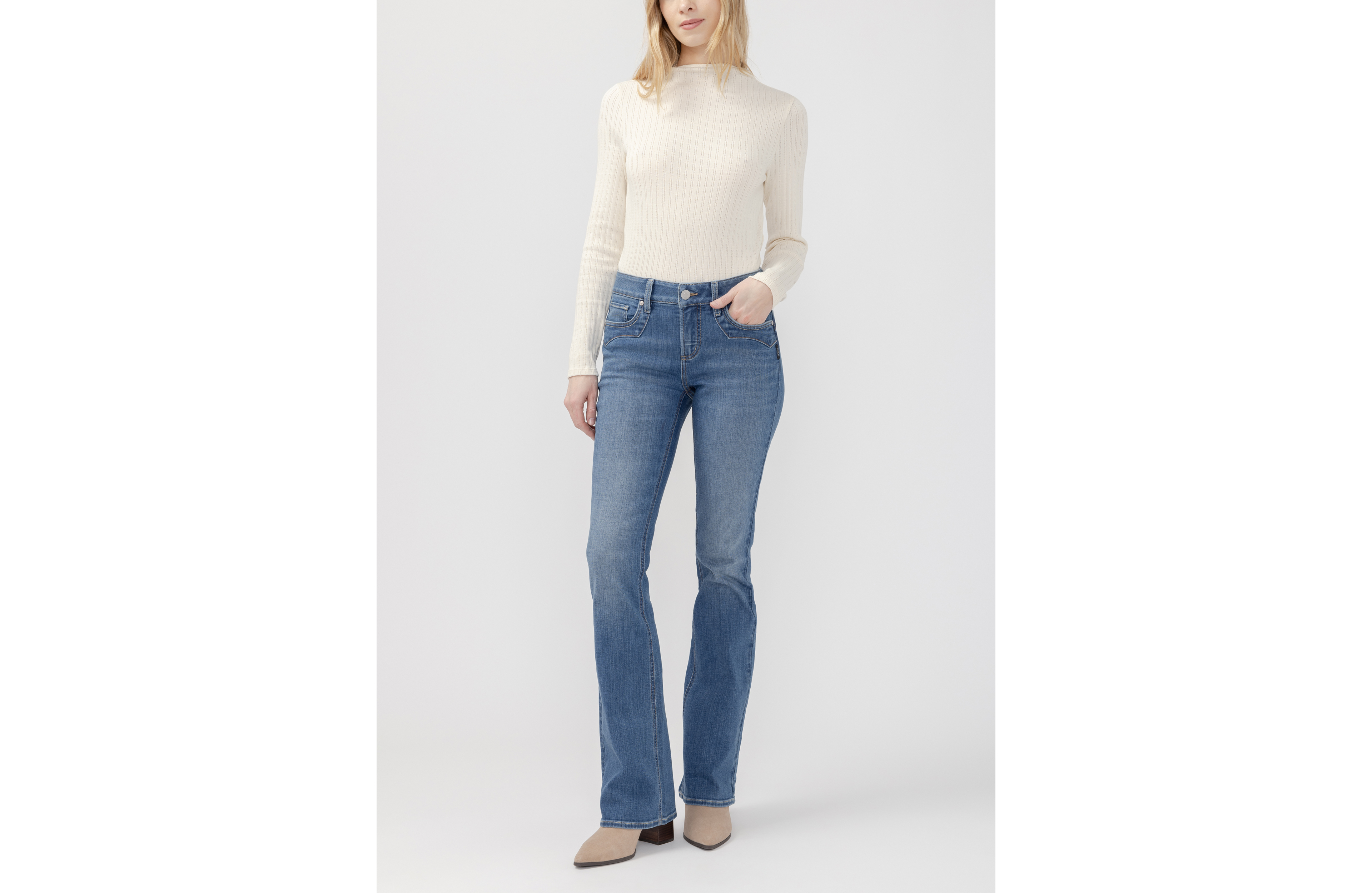 Silver Jeans Co. ® Elyse Curvy Mid Rise Western Pocket Bootcut Jean