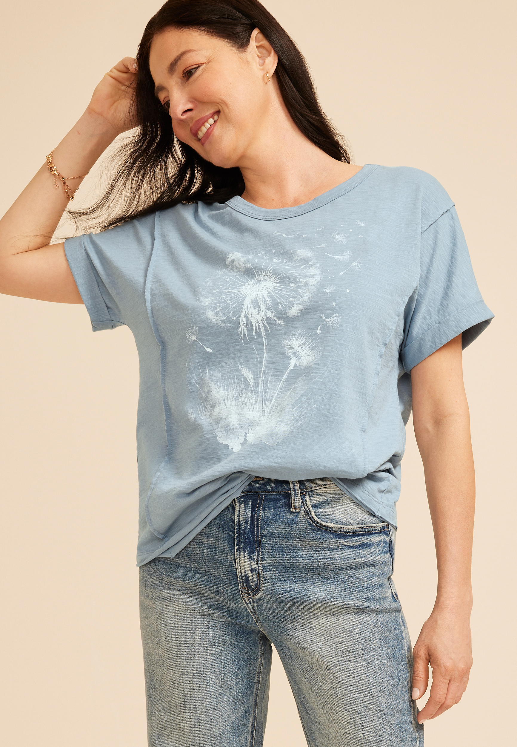 Dandelion Relaxed Fit Graphic Tee, C161, large