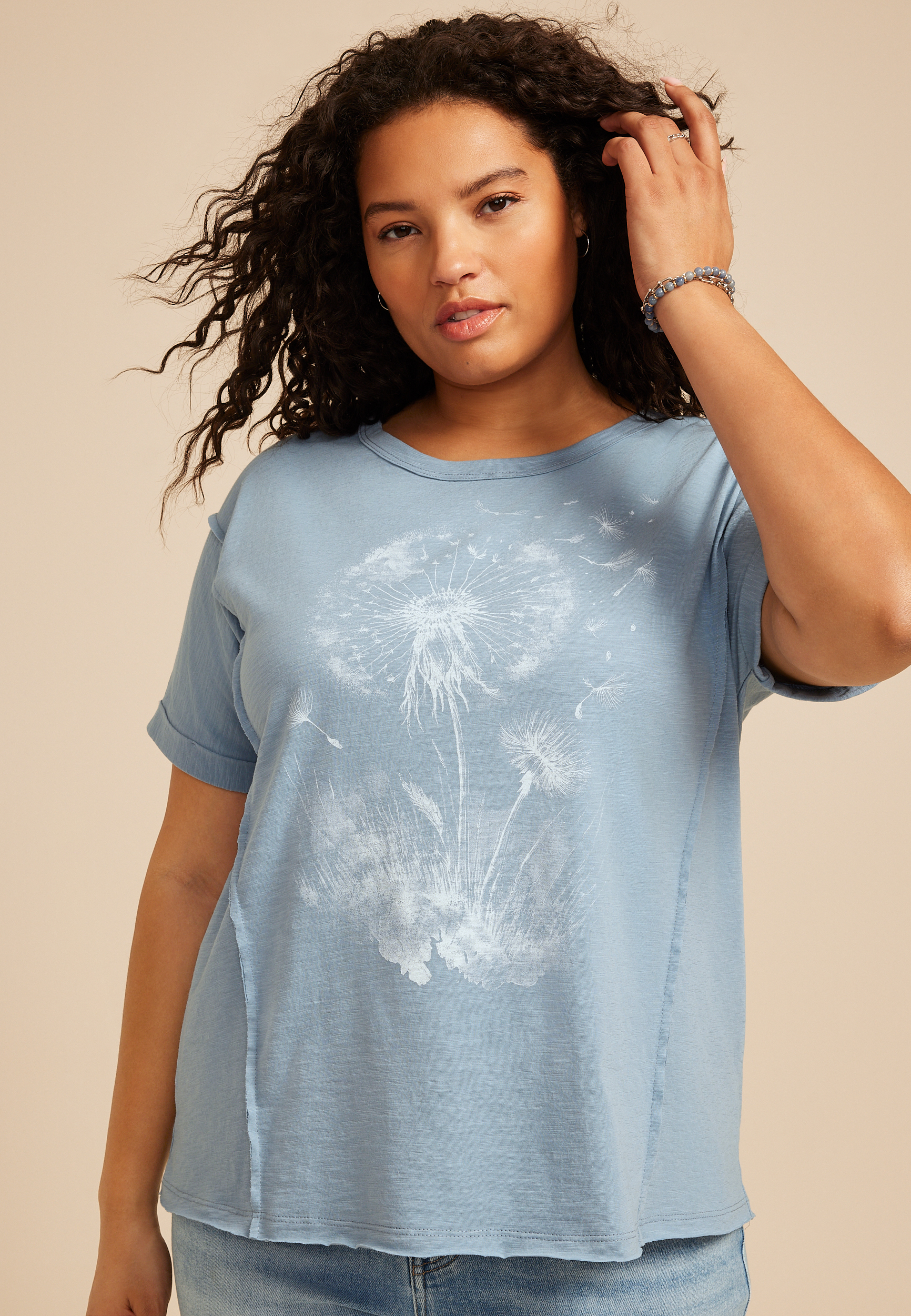Plus Size Dandelion Relaxed Fit Graphic Tee 