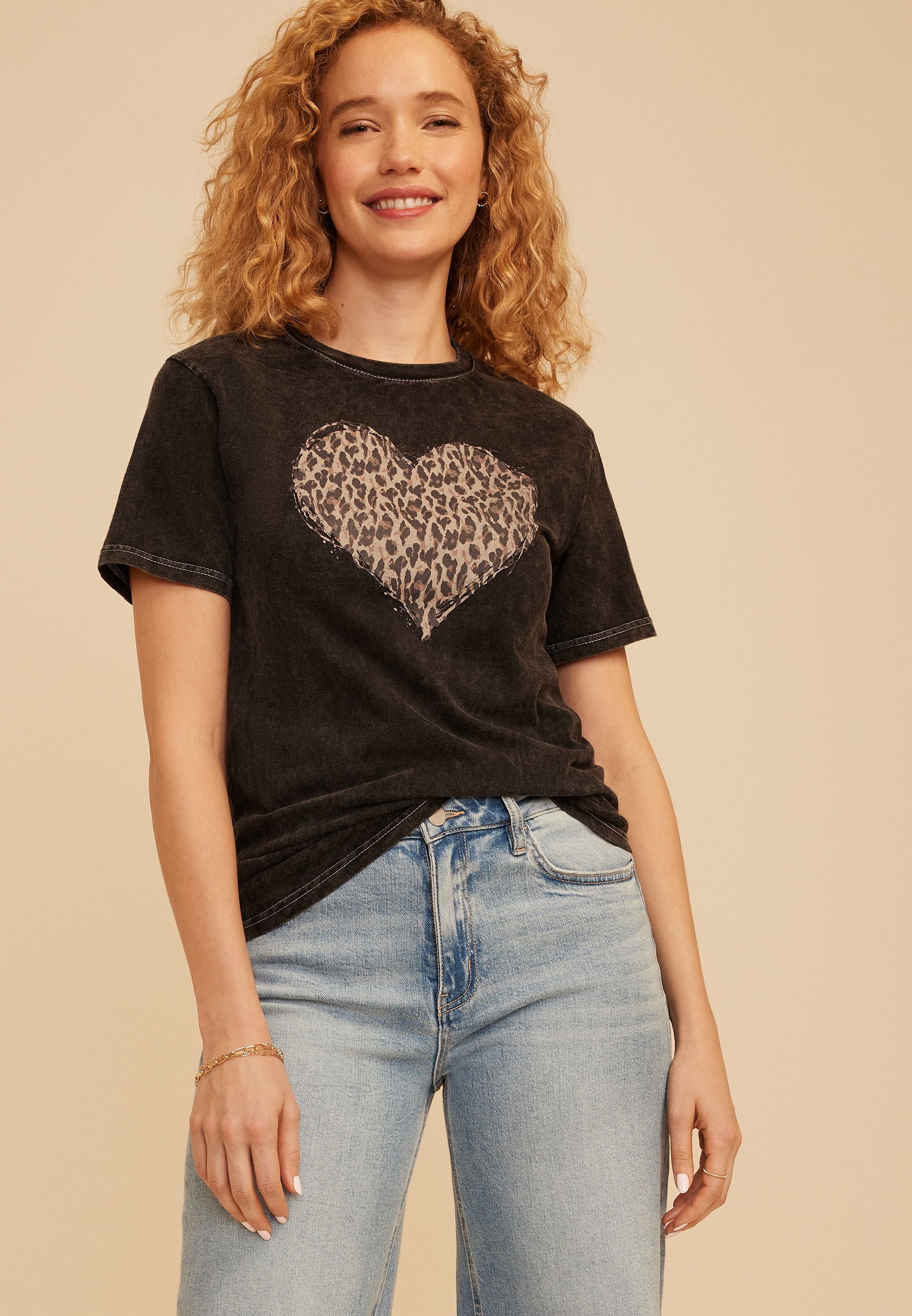 Animal Heart Standard Fit Graphic Tee, C106, large