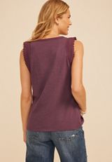 Lace Trim V Neck Tank Top, C8758, small