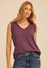 Lace Trim V Neck Tank Top, C8758, small