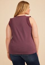 Plus Size Lace Trim V Neck Tank Top, C8758, small