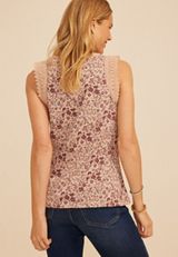 Floral Lace Trim V Neck Tank Top, C8582, small