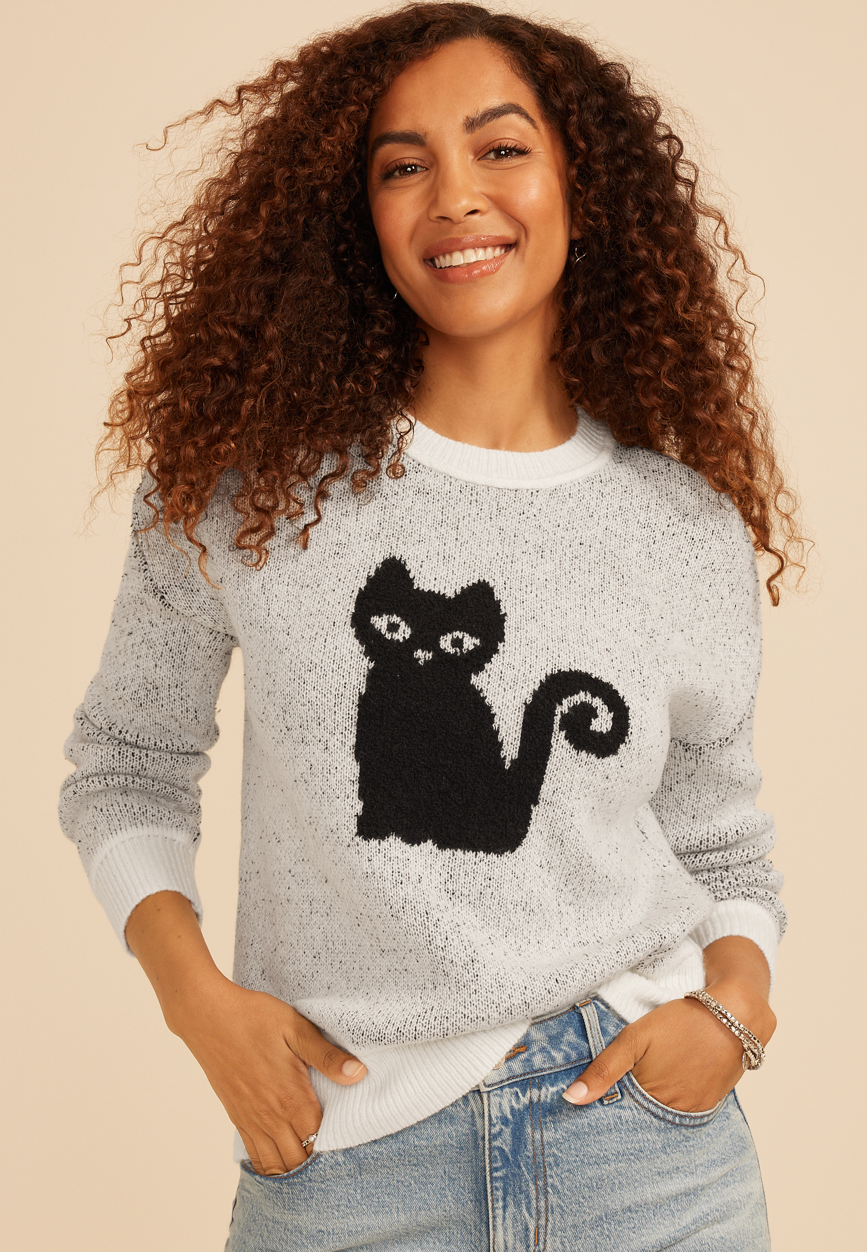 Black Cat Icon Crew Neck Sweater
