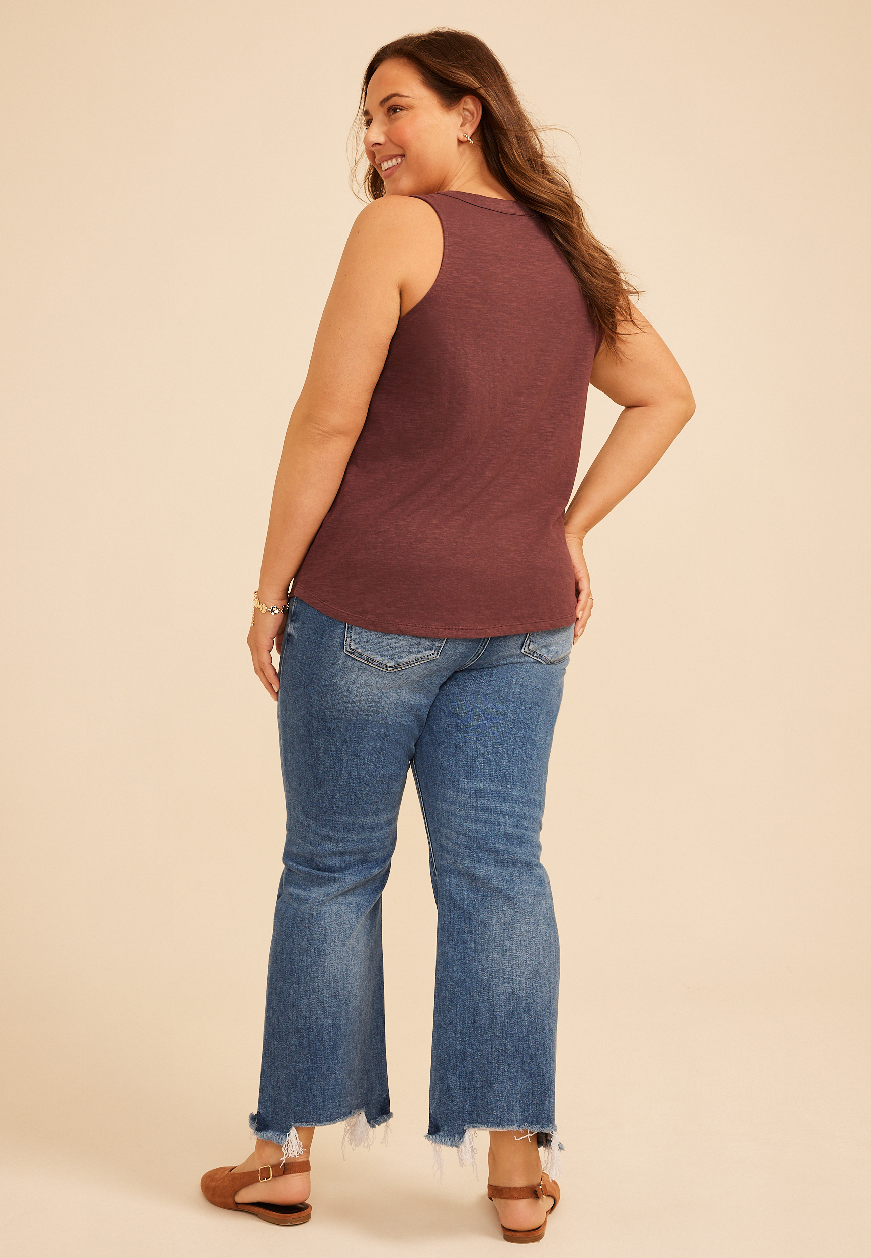 Plus Size Stud Trim V Neck Tank Top, C9902, large