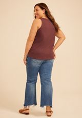 Plus Size Stud Trim V Neck Tank Top, C9902, small