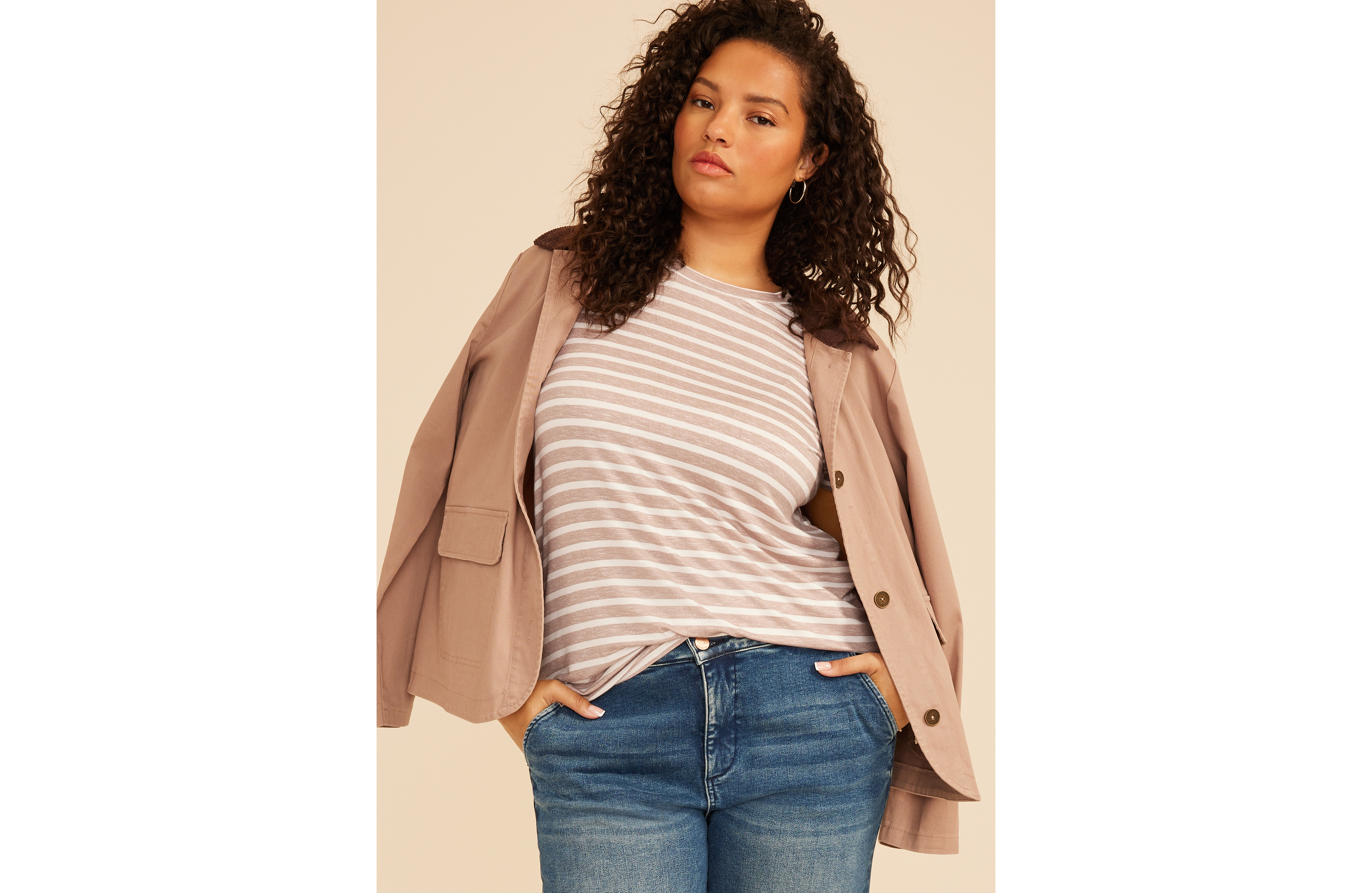 Plus 24/7 Kennedy Stripe Crew Neck Tee
