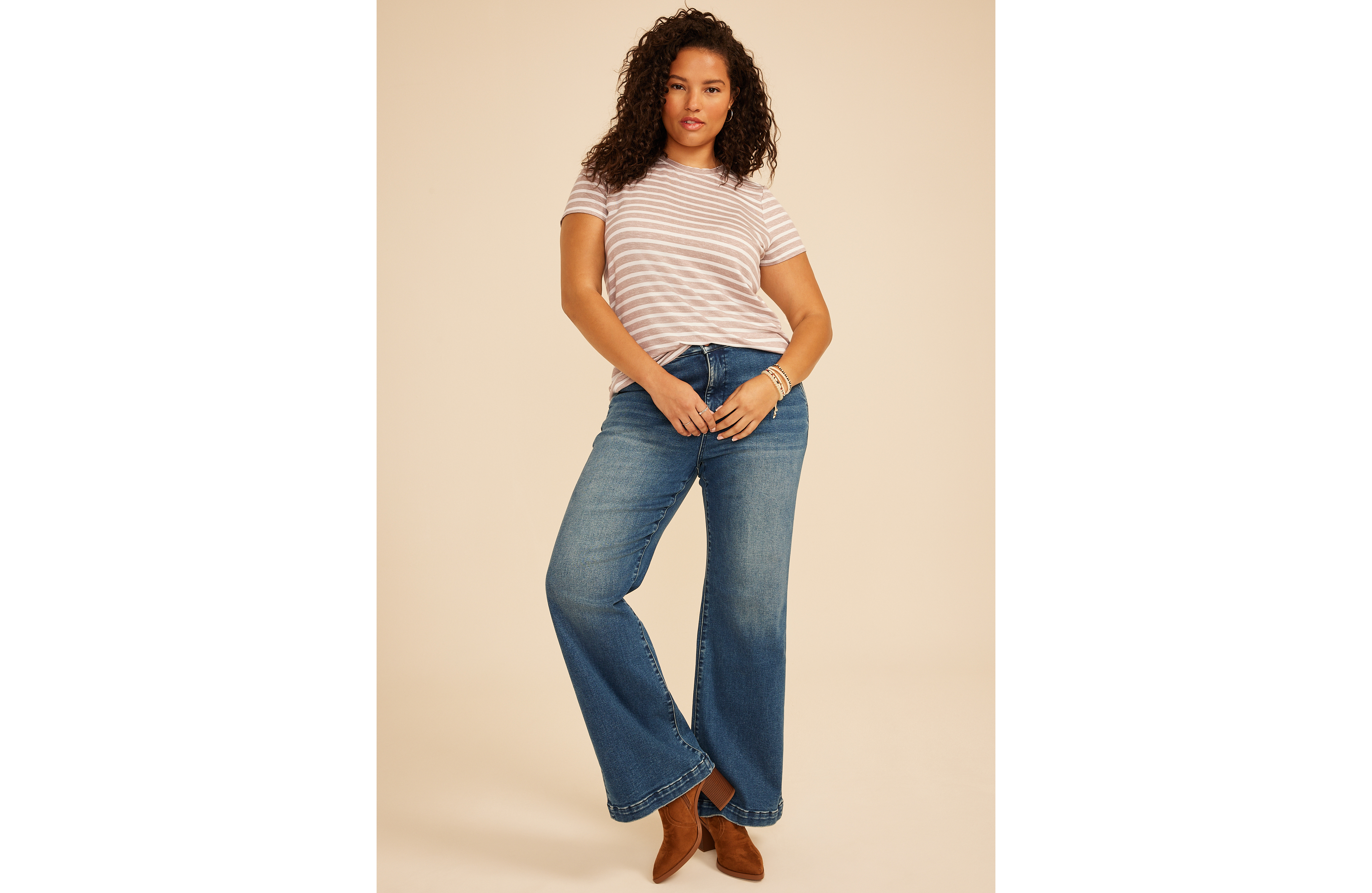 Plus 24/7 Kennedy Stripe Crew Neck Tee