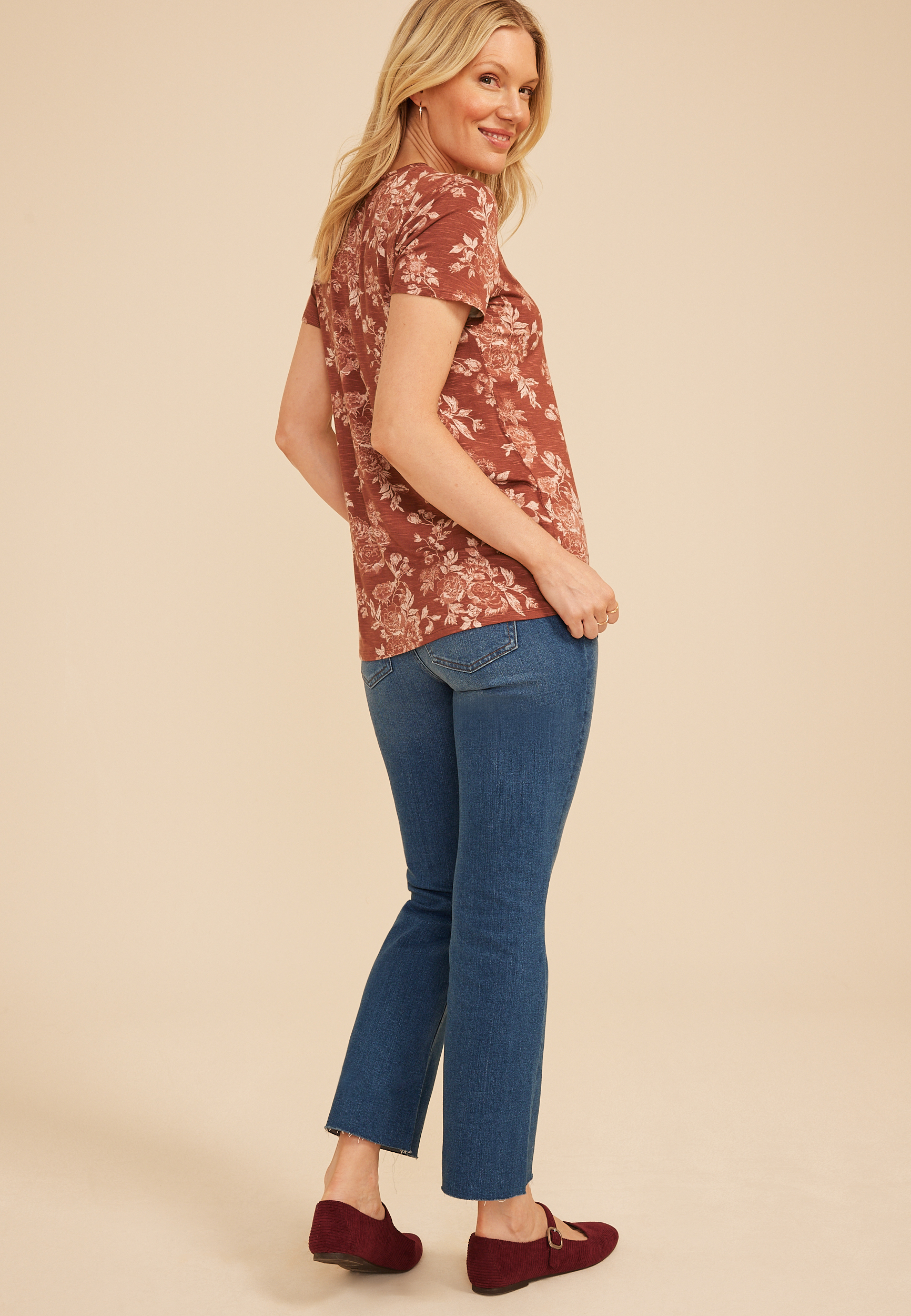 24/7 Kennedy Floral Crew Neck Tee, C5729, large
