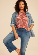 Plus Size 24/7 Kennedy Floral Crew Neck Tee, C5729, small