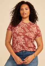 Plus Size 24/7 Kennedy Floral Crew Neck Tee, C5729, small