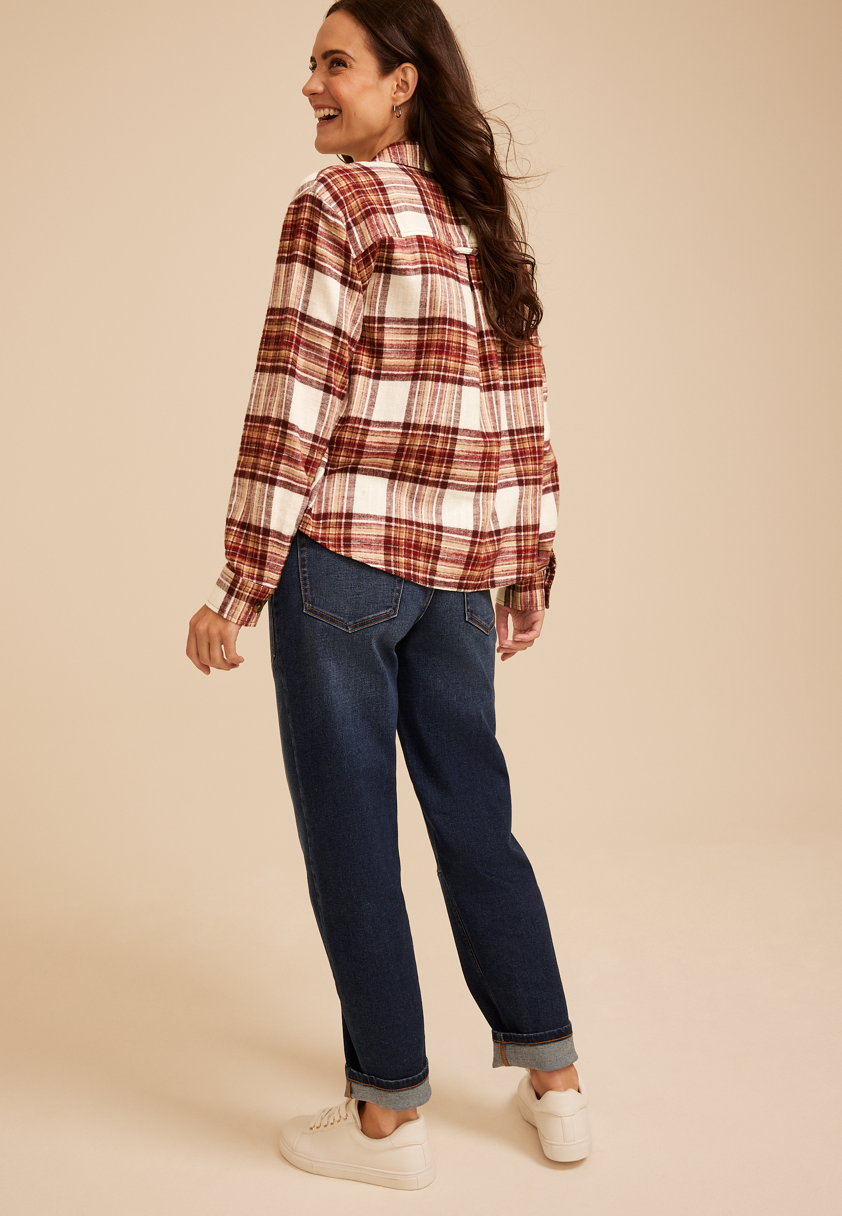 Plaid Utility Button Down Shirt, C5032, large