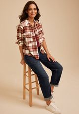 Plaid Utility Button Down Shirt, C5032, small
