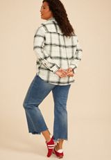 Plus Size Plaid Utility Button Down Shirt, C2380, small