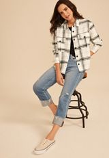Plaid Utility Button Down Shirt, C2380, small