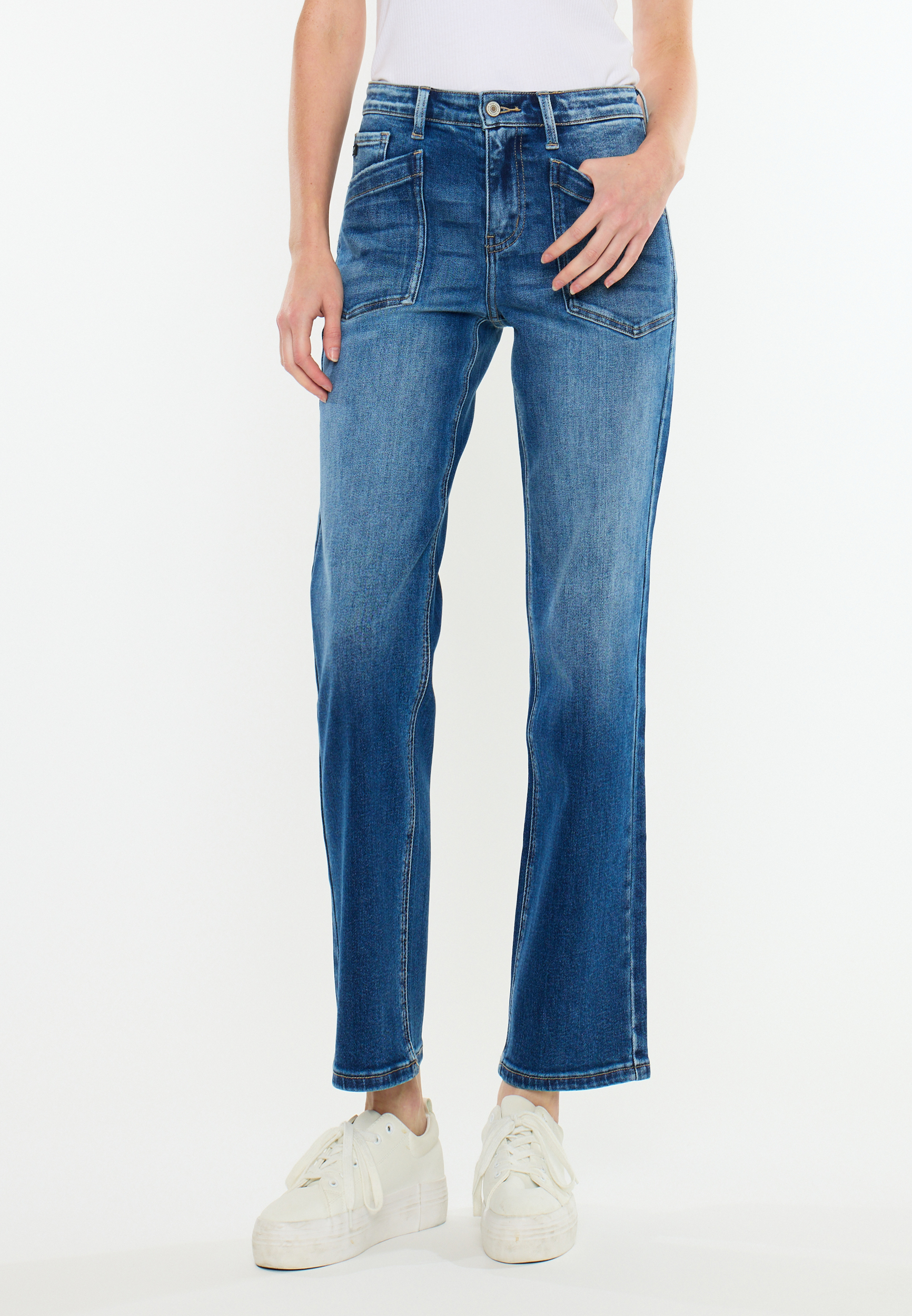 KanCan&trade; High Rise Spade Pocket Ankle Straight Jean