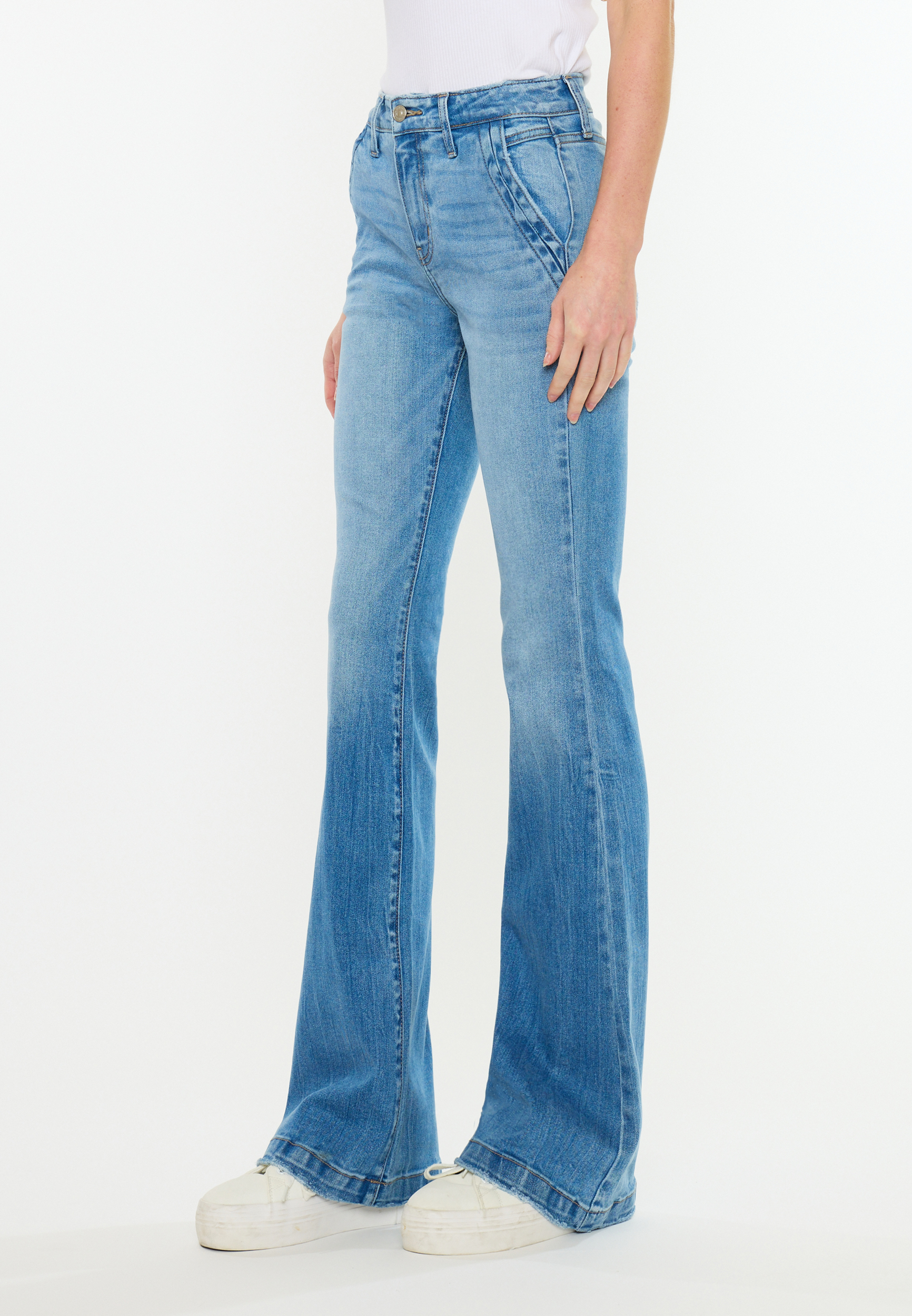 KanCan&trade; High Rise Trouser Pocket Flare Jean