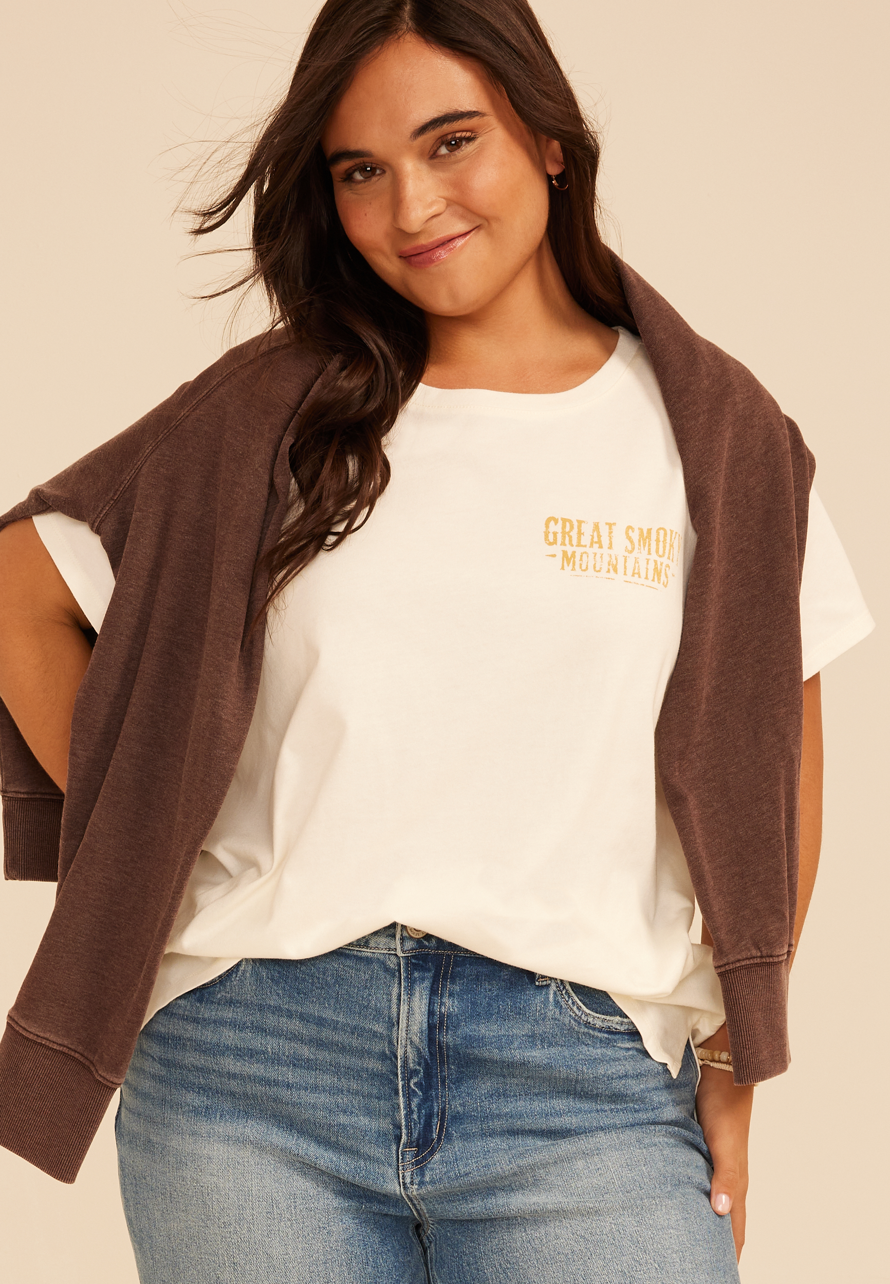 Plus Size Great Smoky Mountains Oversized Fit Graphic Tee