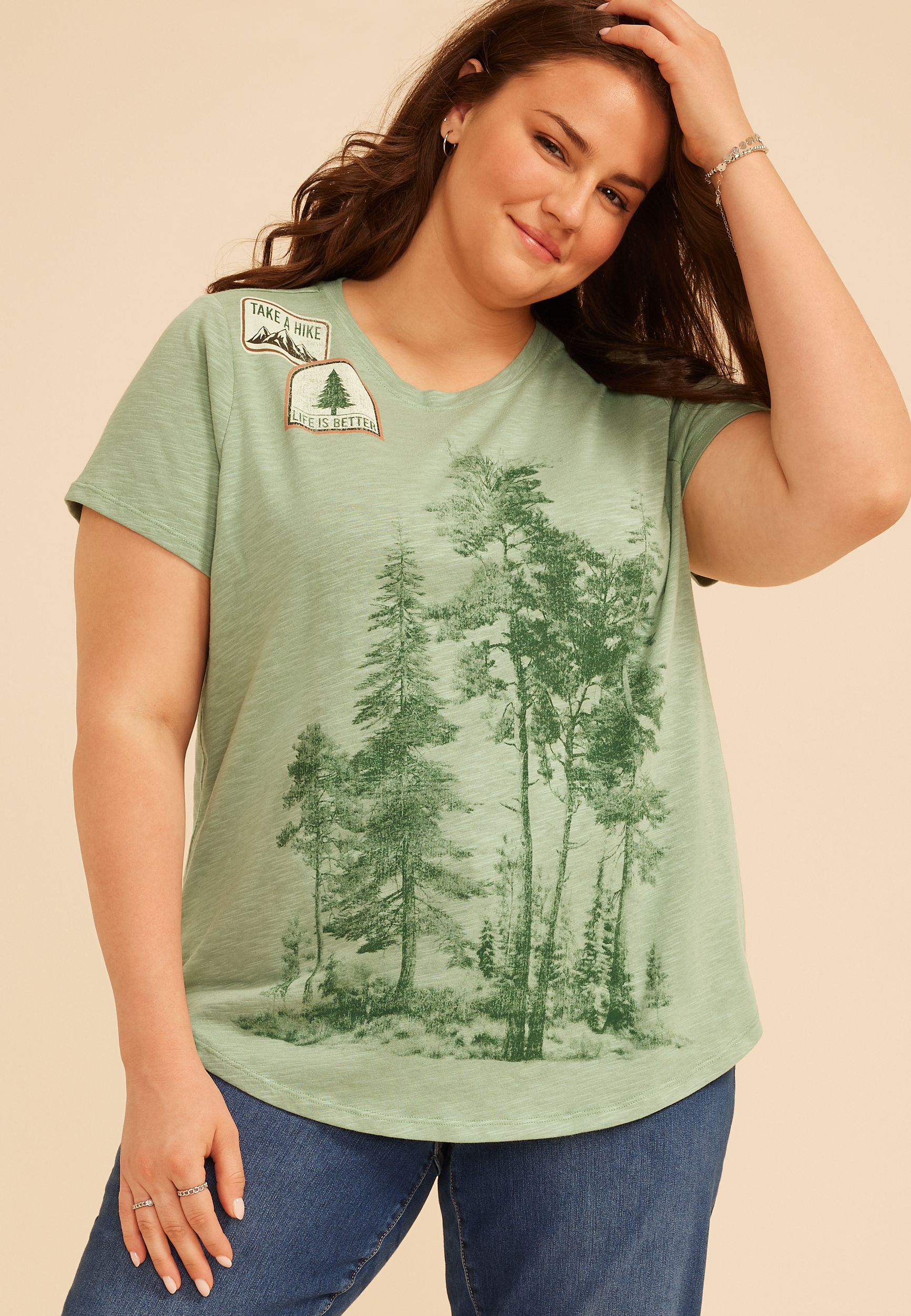 Plus Size Scenic Forest Classic Fit Graphic Tee