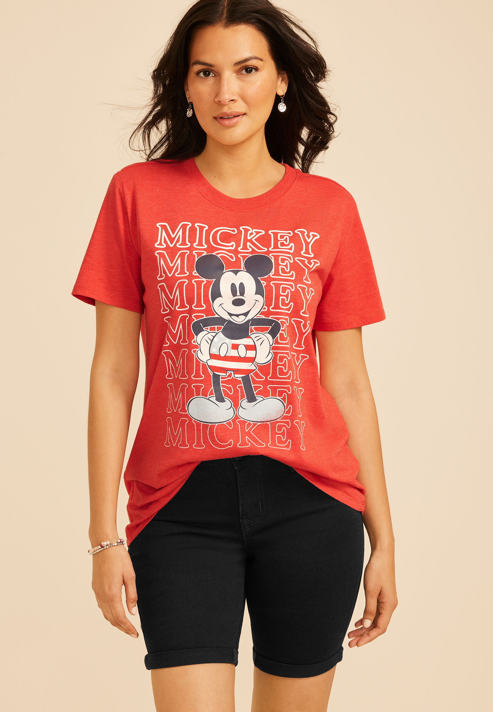 Mickey Americana Oversized Fit Graphic Tee, C1375, large