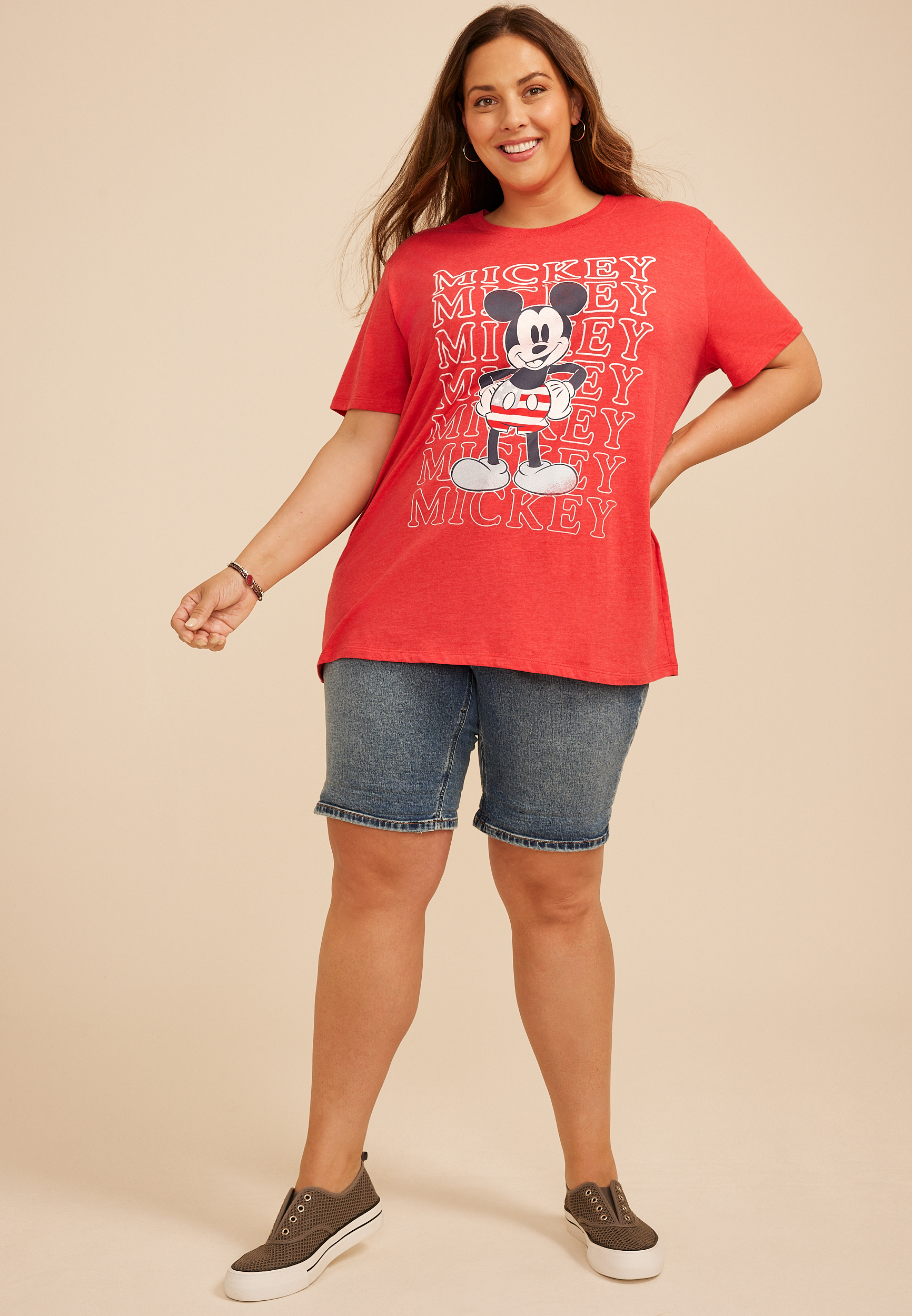 Plus Size Mickey Americana Oversized Fit Graphic Tee | maurices