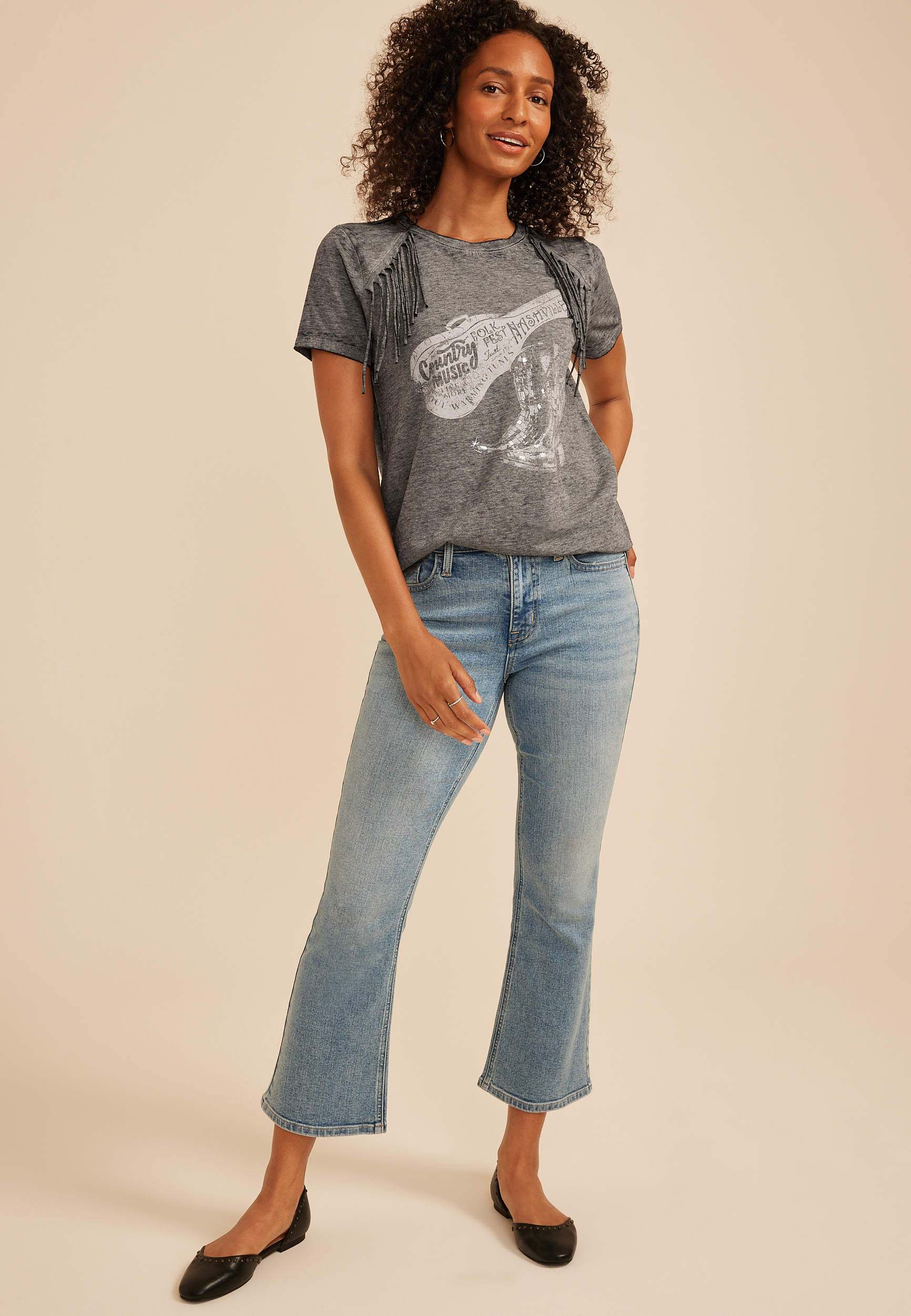 Country Music Fringe Trim Classic Graphic Tee, C106, large