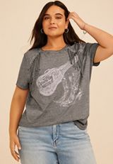 Plus Size Country Music Fringe Trim Classic Graphic Tee, C106, small