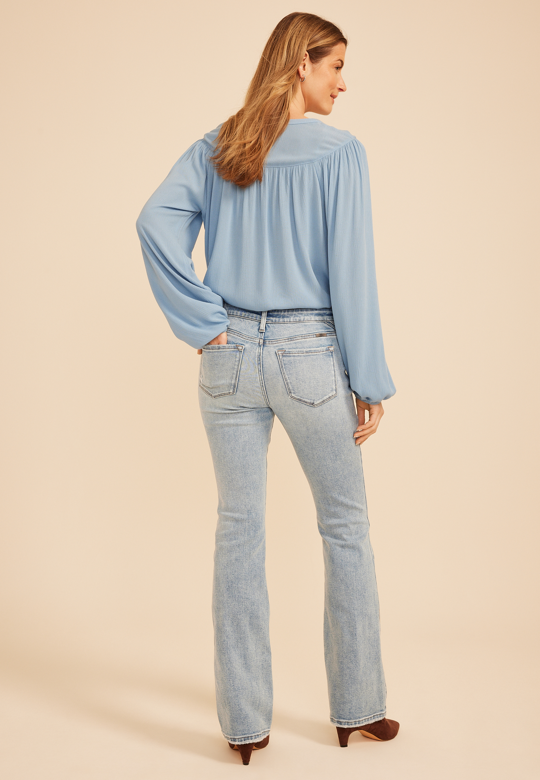 KanCan&trade; Low Rise Contrast Piecing Bootcut Jean, C2806, large