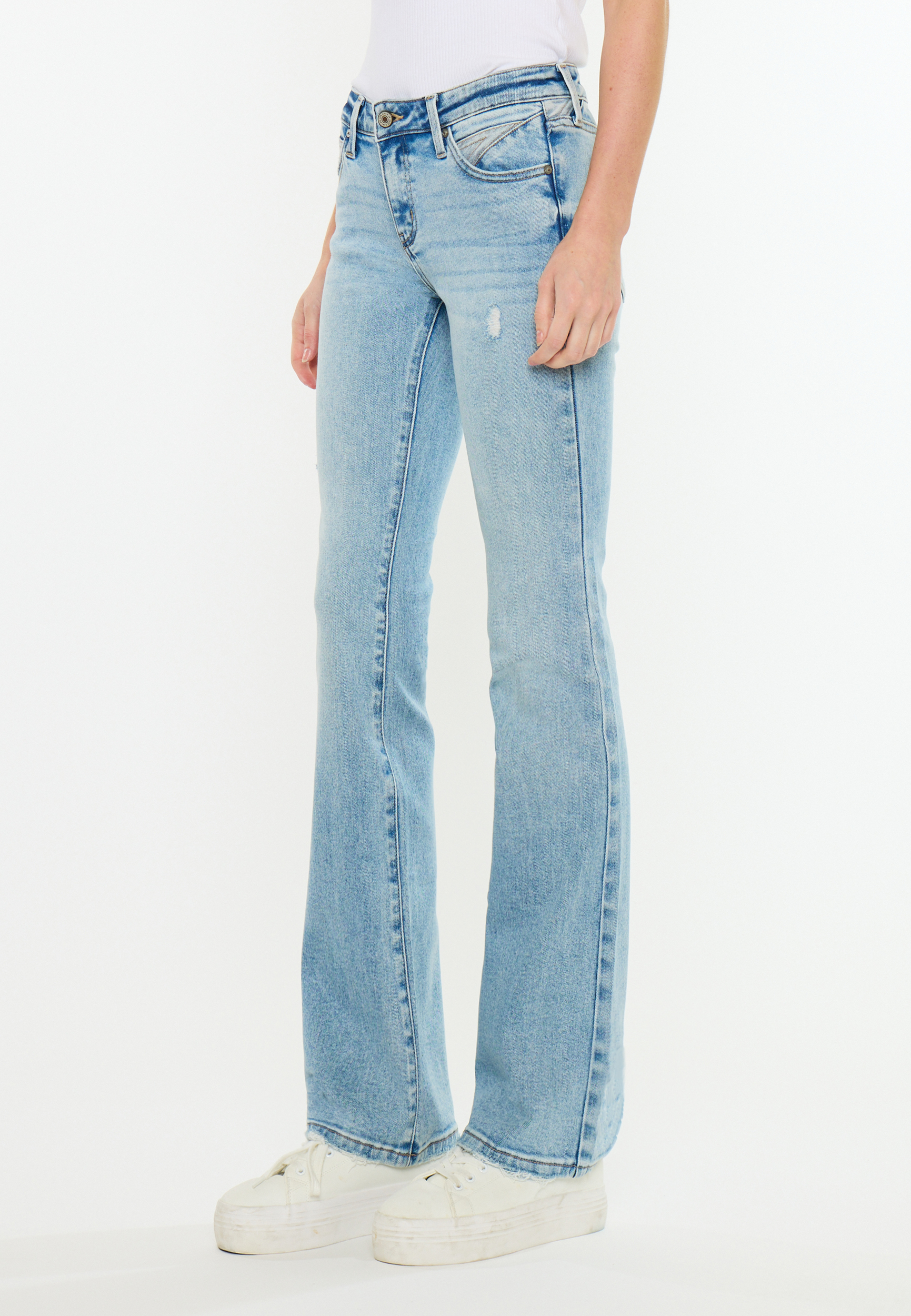 KanCan&trade; Low Rise Contrast Piecing Bootcut Jean, C2806, large