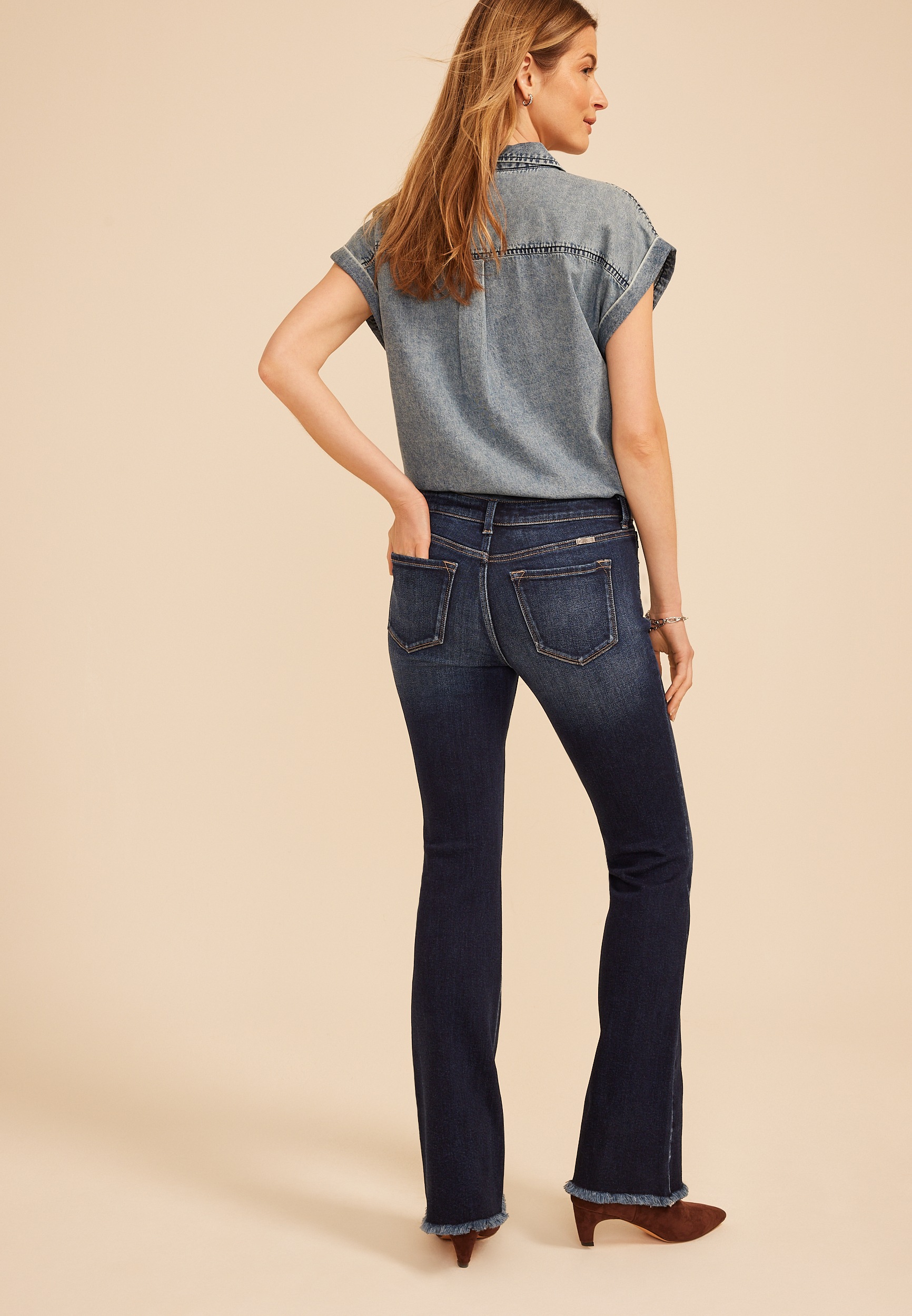 PHNTM5351×ROEN LIMITED CS 3 & BOOTCUT KanCan™ Low Rise Fray Hem Bootcut Jean | maurices