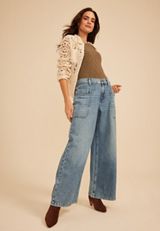 High Rise Large Pocket Wide Leg Jean, C3337, small