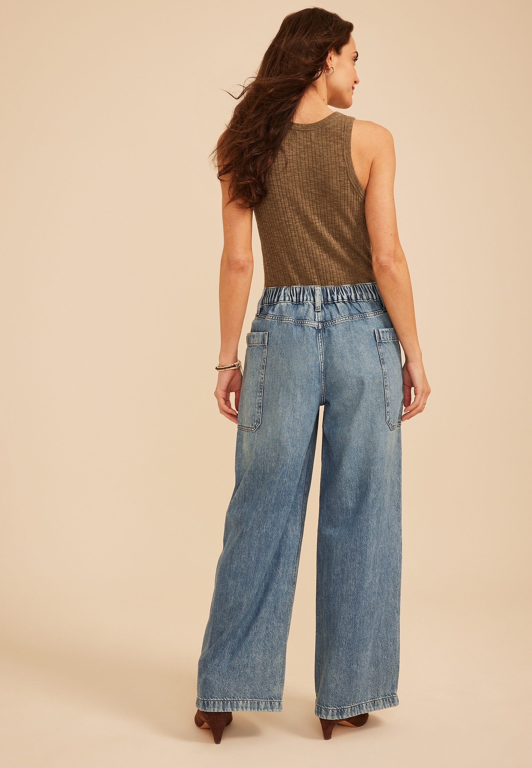High Rise Large Pocket Wide Leg Jean, C3337, large