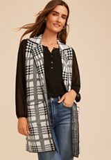 Houndstooth Open Front Duster Vest, C5487, small