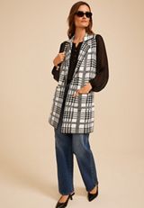Houndstooth Open Front Duster Vest, C5487, small