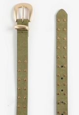 Olive Faux Suede Gold Studded Belt, C186, small