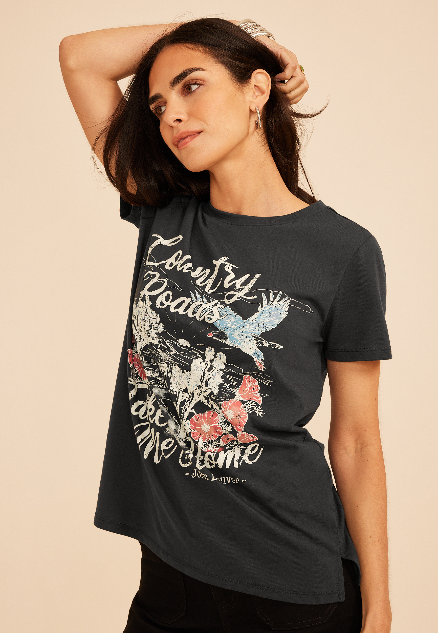Country Roads Take Me Home Classic Fit Graphic Tee, C1876, large