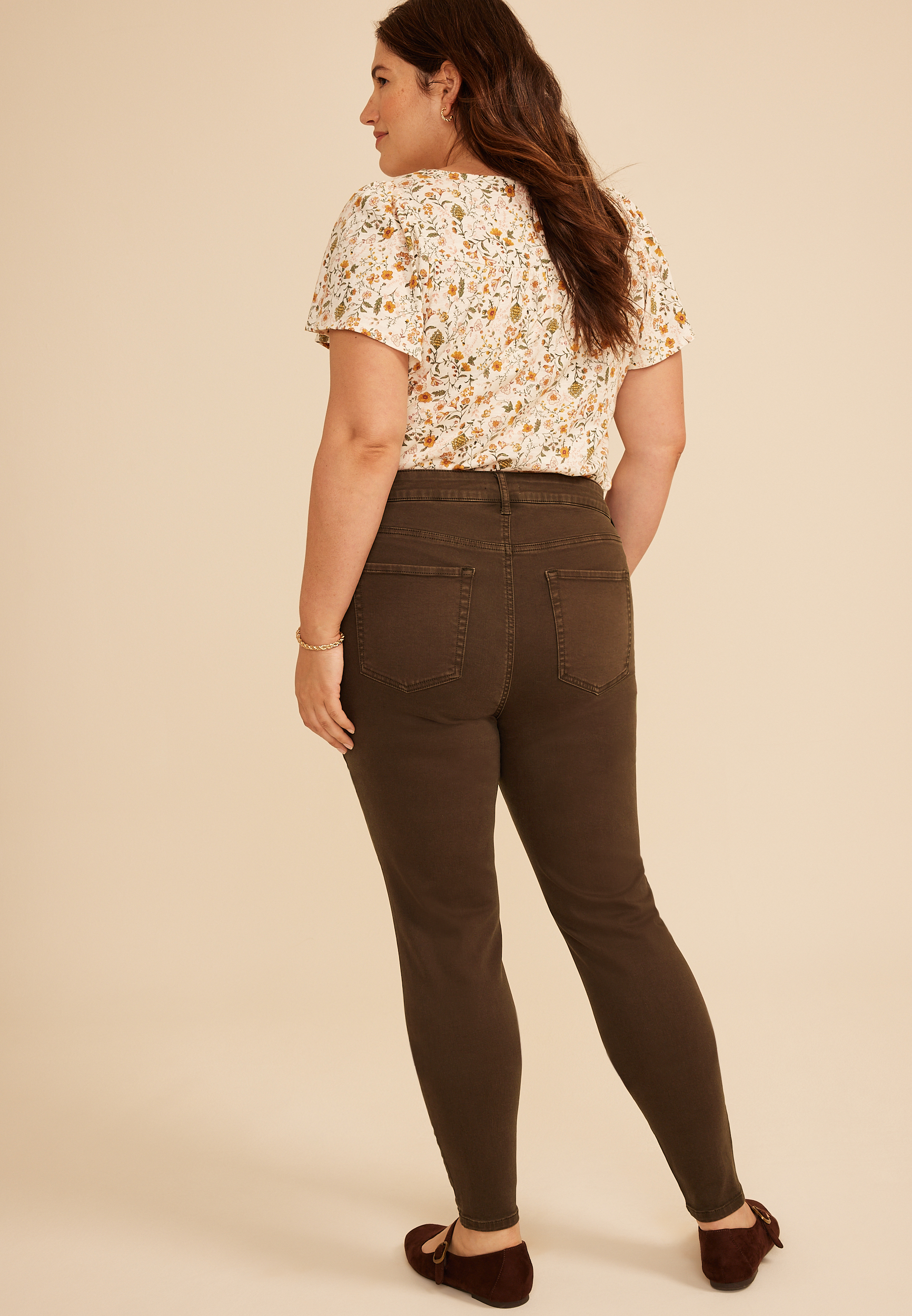 Plus Size m jeans by maurices&trade; High Rise Color Jegging, COFFEE BEAN, large