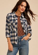 Plaid Utility Button Down Shirt, C1769, small