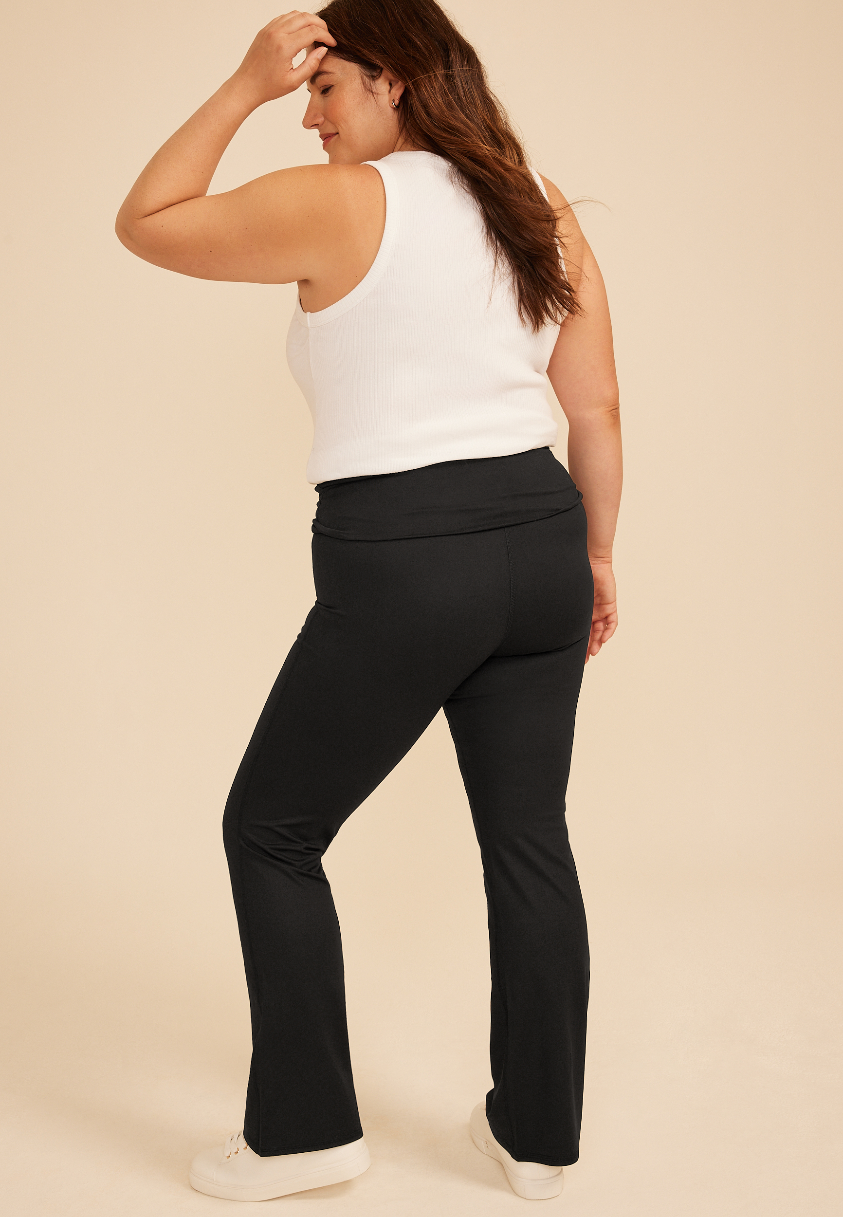 Plus Size Luxe Foldover Waist Flare Legging, C106, large
