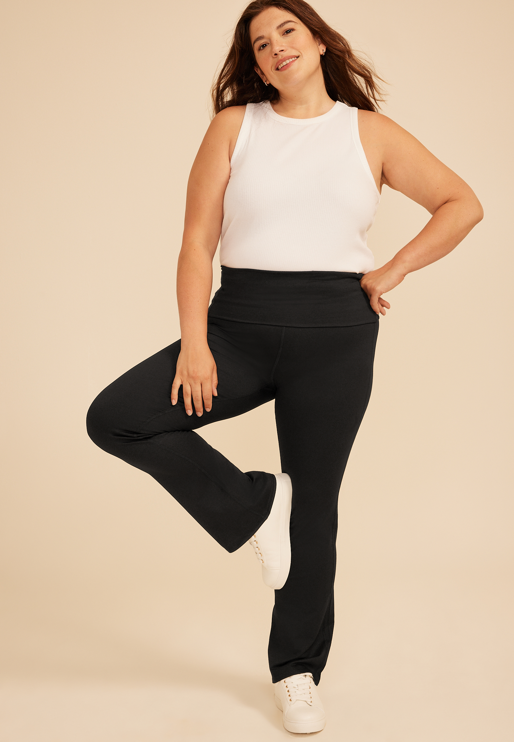 Plus Size Luxe Foldover Waist Flare Legging, C106, large