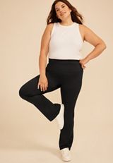 Plus Size Luxe Foldover Waist Flare Legging, C106, small