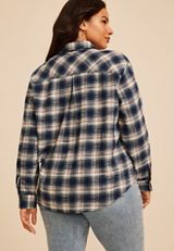 Plus Size Plaid Utility Button Down Shirt, C1769, small