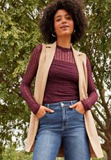 Faux Suede Blazer Vest, C496, small