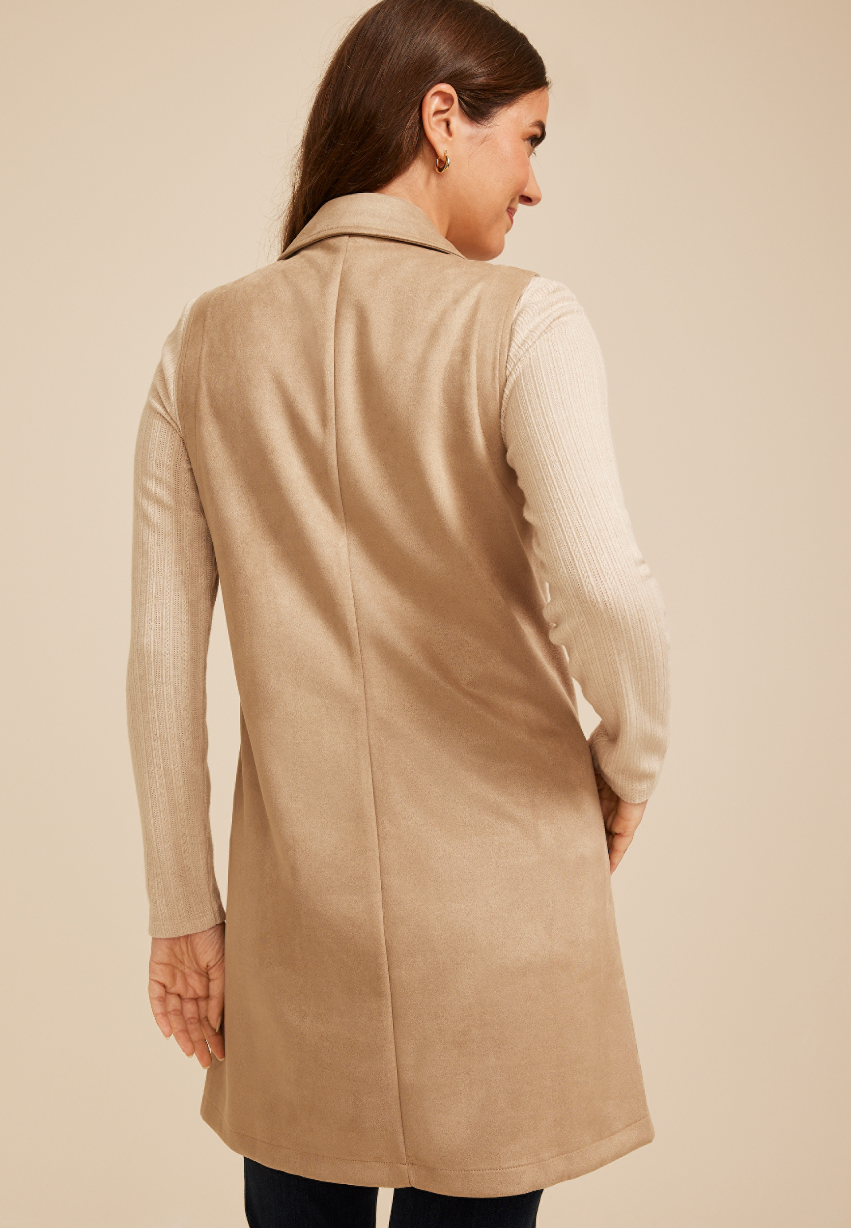 Faux Suede Blazer Vest, C496, large